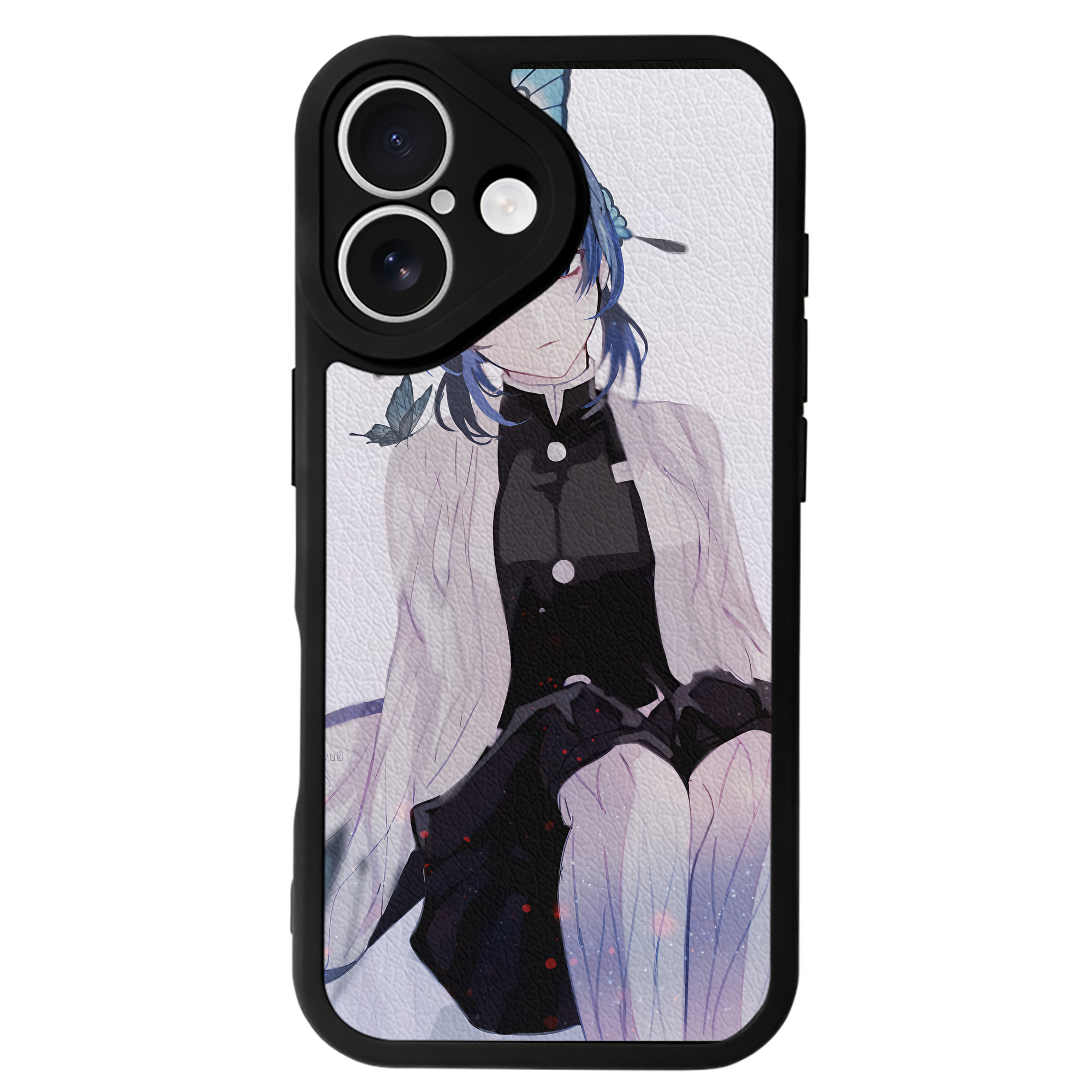 （画像用） 鬼滅の刃（きめつのやいば）蟲柱-胡蝶 しのぶ／こちょう しのぶ Kochou Shinobu 【iPhone 16シリーズ対応】シリコンスマホケース（レザー調） 材質：シリコン